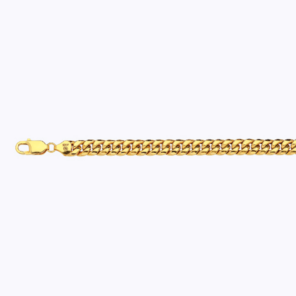 14K 7.5MM YELLOW GOLD HOLLOW MIAMI CUBAN 28" CHAIN NECKLACE (AVAILABLE IN LENGTHS 7" - 30")