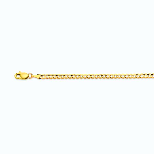 10K 2.5MM YELLOW GOLD SOLID CURB 24" CHAIN NECKLACE (AVAILABLE IN LENGTHS 7" - 30")