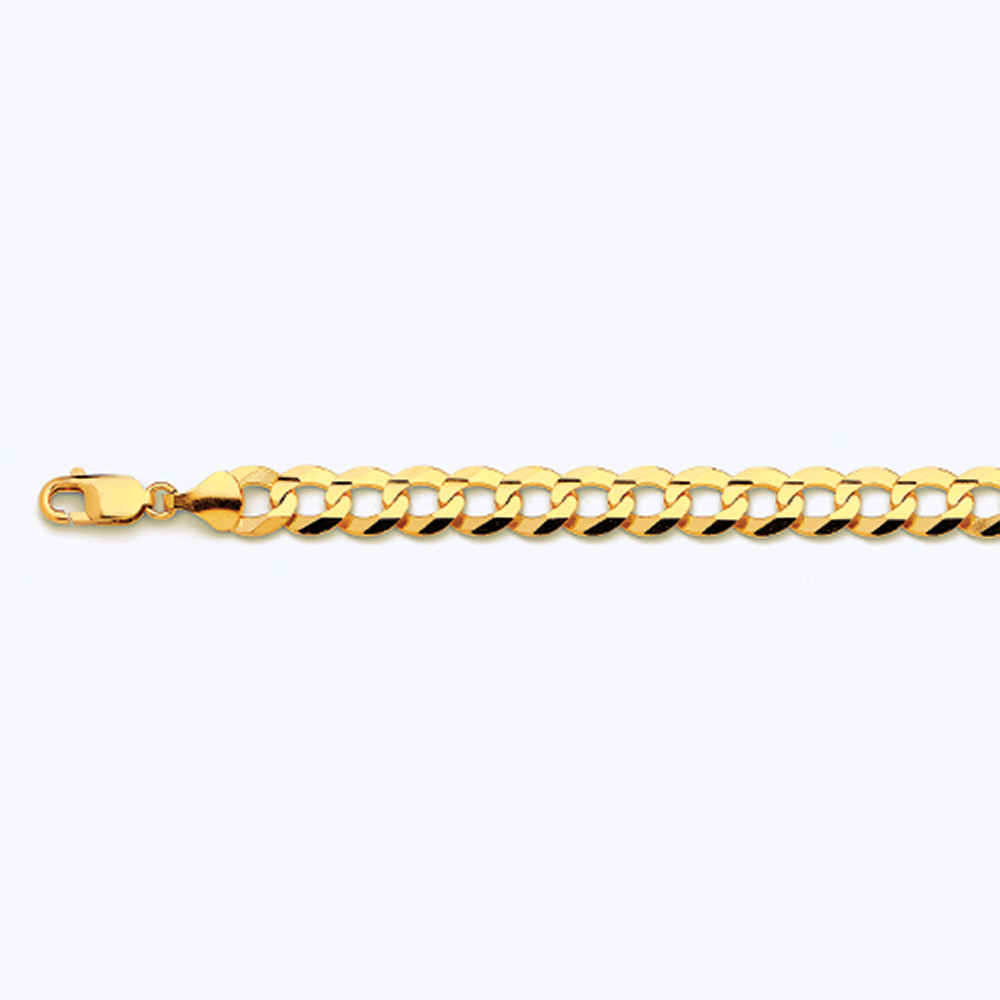 10K 9.5MM YELLOW GOLD SOLID CURB 30" CHAIN NECKLACE (AVAILABLE IN LENGTHS 7" - 30")
