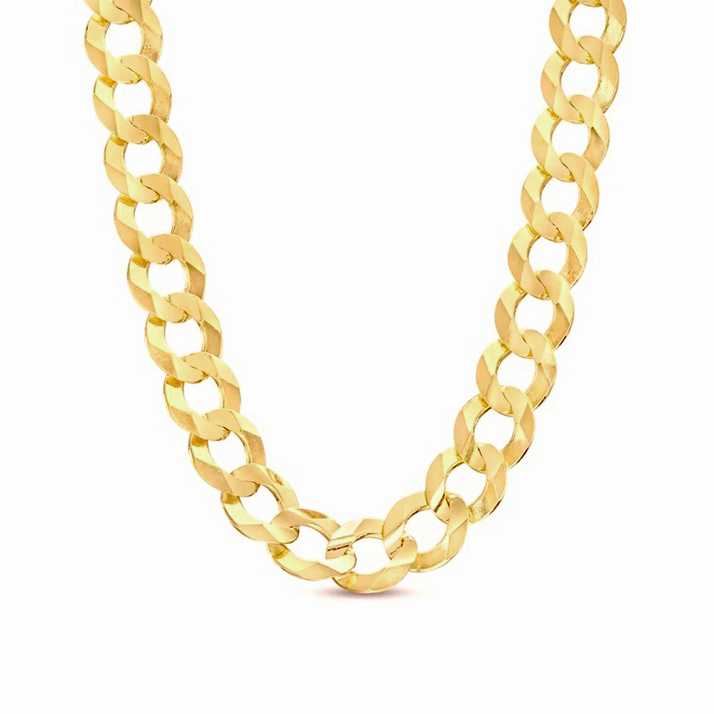 10K 7MM YELLOW GOLD SOLID CURB 24" CHAIN NECKLACE (AVAILABLE IN LENGTHS 7" - 30")