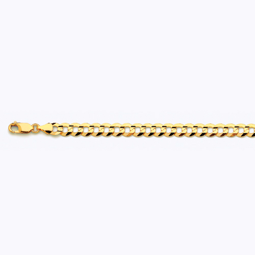 10K 7MM YELLOW GOLD SOLID CURB 24" CHAIN NECKLACE (AVAILABLE IN LENGTHS 7" - 30")