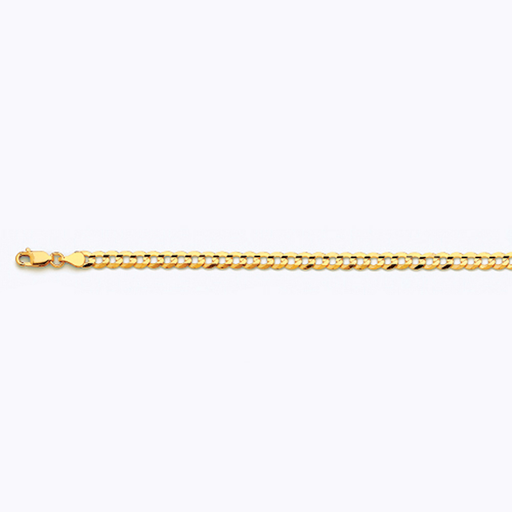 10K 4.5MM YELLOW GOLD SOLID CURB 20" CHAIN NECKLACE (AVAILABLE IN LENGTHS 7" - 30")