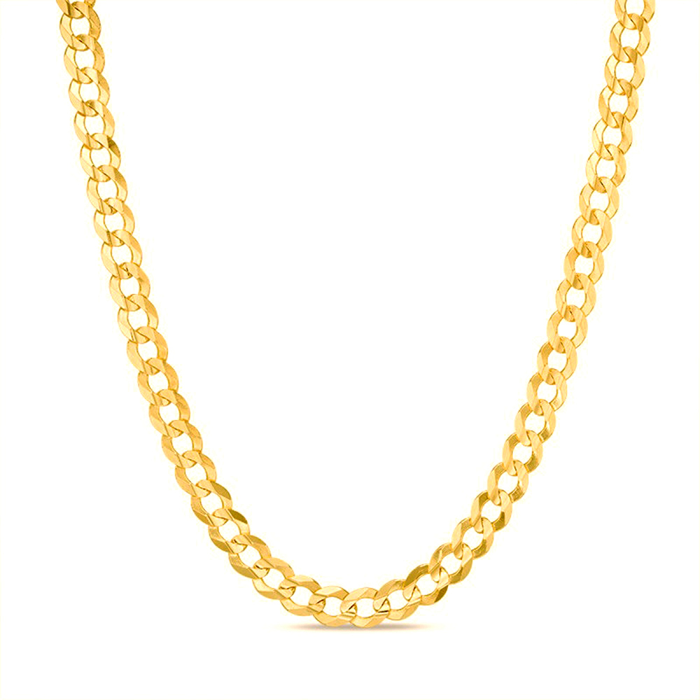 10K 3.5MM YELLOW GOLD SOLID CURB 30" CHAIN NECKLACE (AVAILABLE IN LENGTHS 7" - 30")
