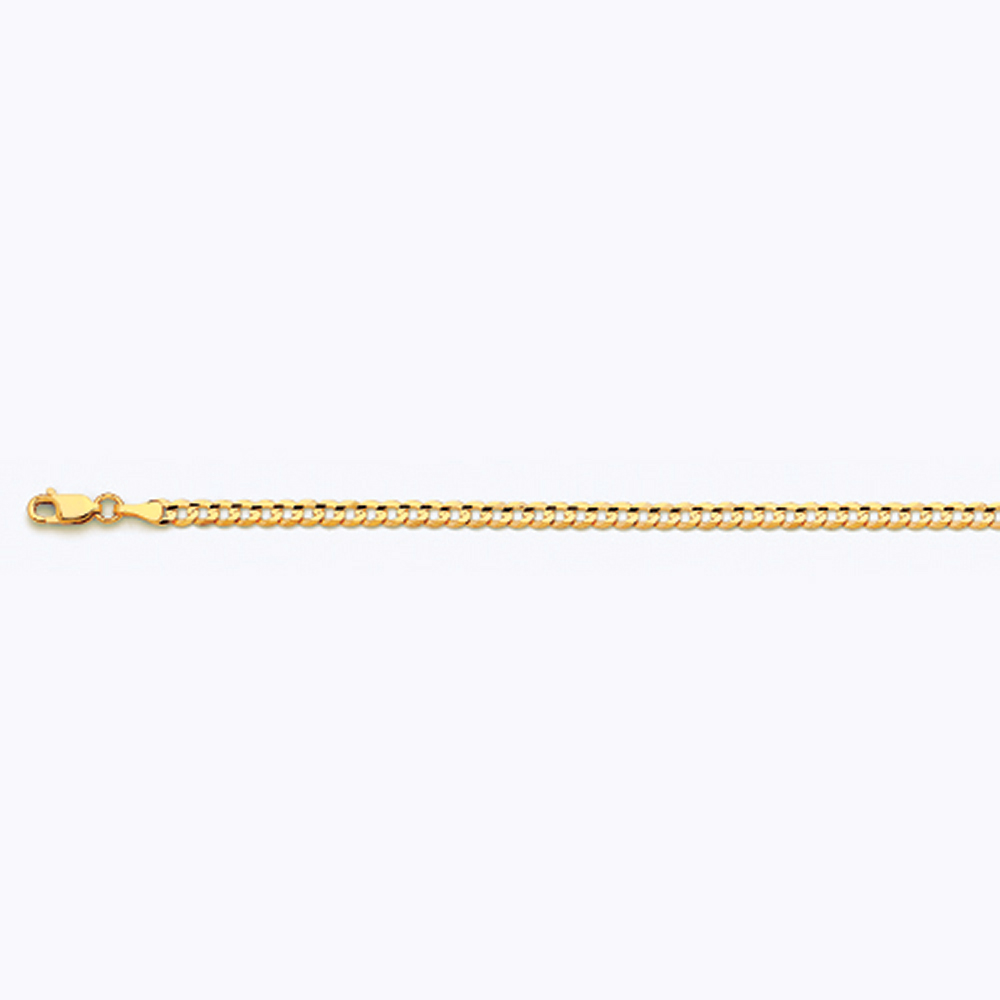 10K 3.5MM YELLOW GOLD SOLID CURB 30" CHAIN NECKLACE (AVAILABLE IN LENGTHS 7" - 30")