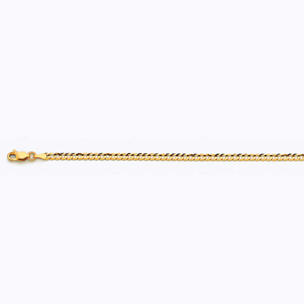 10K 3MM YELLOW GOLD SOLID CURB 16" CHAIN NECKLACE (AVAILABLE IN LENGTHS 7" - 30")
