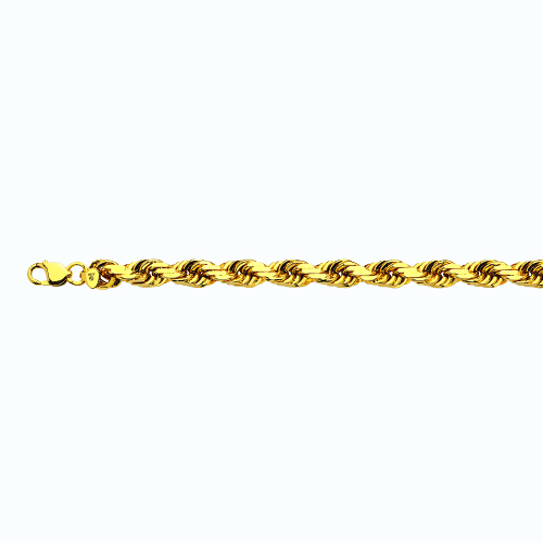 14K 12MM YELLOW GOLD SOLID DC ROPE 20" CHAIN NECKLACE (AVAILABLE IN LENGTHS 7" - 30")