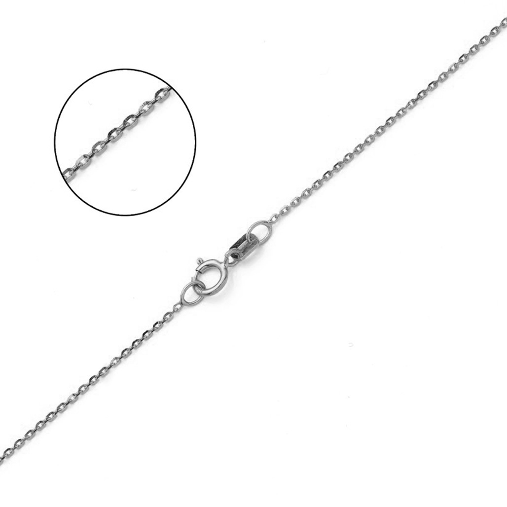 10K WHITE GOLD DC ROLO 043 GAUGE 20" CHAIN NECKLACE (AVAILABLE IN LENGTHS 7" - 30")