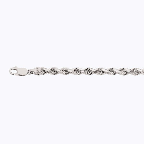 10K 5MM WHITE GOLD SOLID DC ROPE 30" CHAIN NECKLACE (AVAILABLE IN LENGTHS 7" - 30")