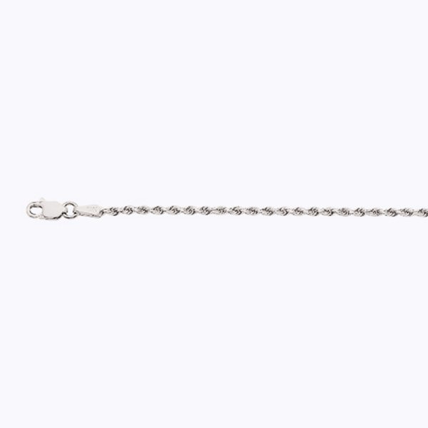 10K 2MM WHITE GOLD SOLID DC ROPE 18" CHAIN NECKLACE (AVAILABLE IN LENGTHS 7" - 30")