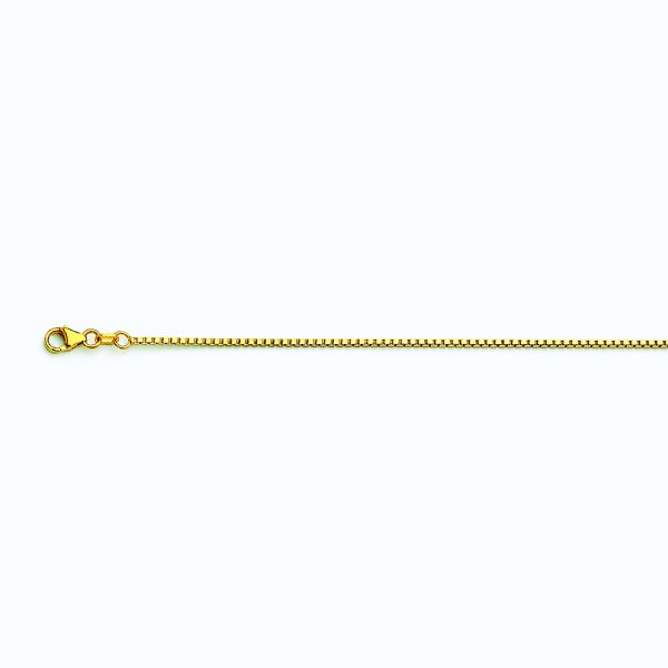 14K YELLOW GOLD BOX 078 GAUGE 18" CHAIN NECKLACE (AVAILABLE IN LENGTHS 7" - 30")