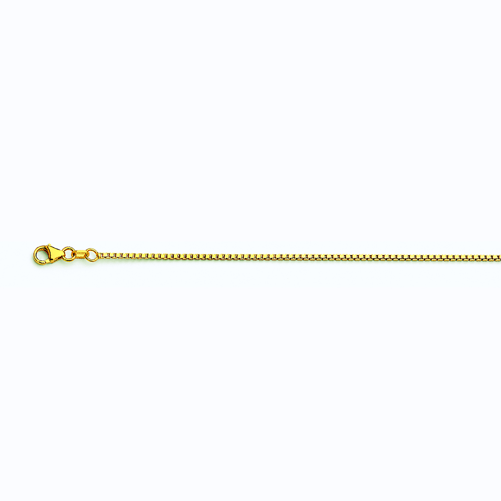 10K YELLOW GOLD BOX 078 GAUGE 20" CHAIN NECKLACE (AVAILABLE IN LENGTHS 7" - 30")