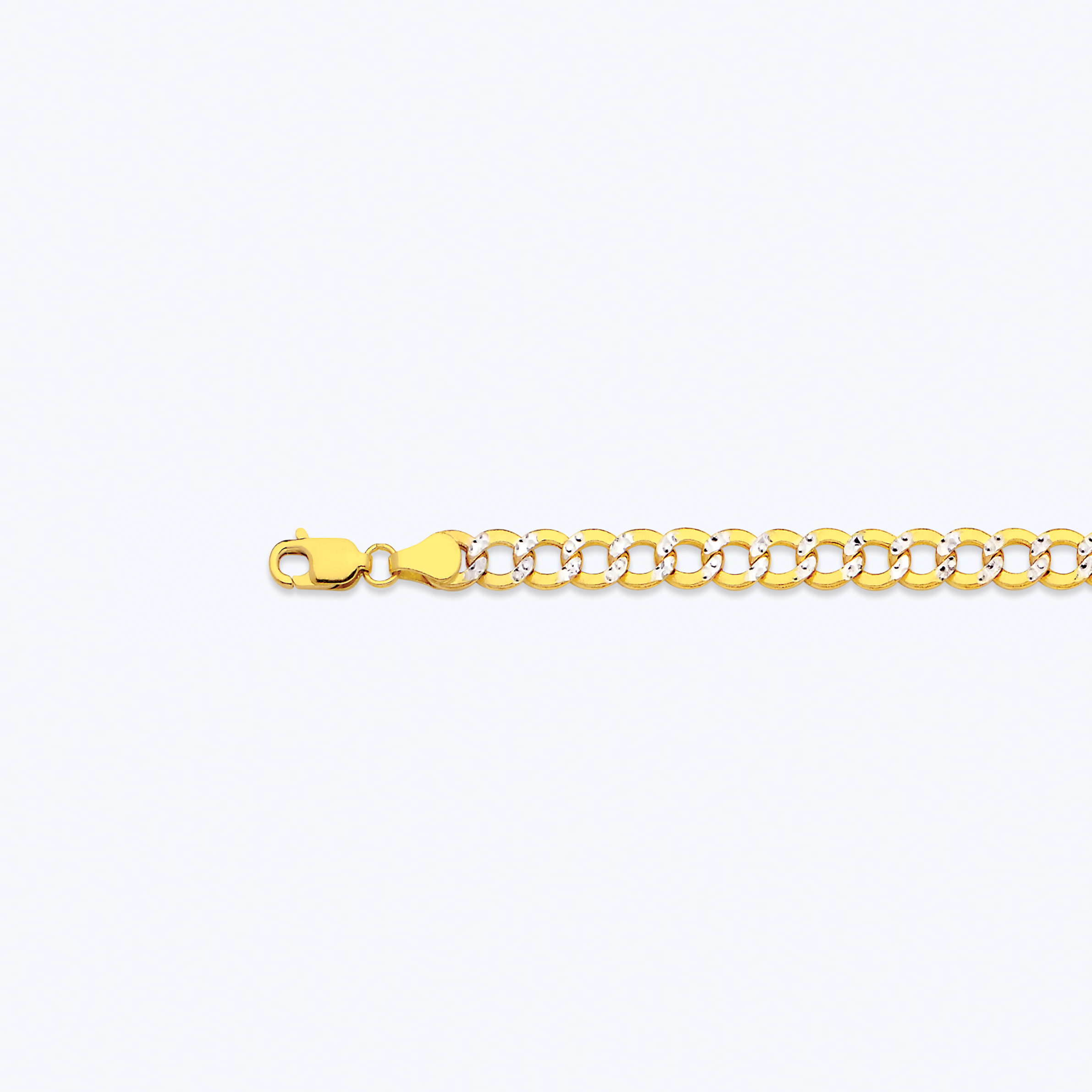 14K 5.5MM YELLOW GOLD HOLLOW PAVE CURB 26" CHAIN NECKLACE (AVAILABLE IN LENGTHS 7" - 30")