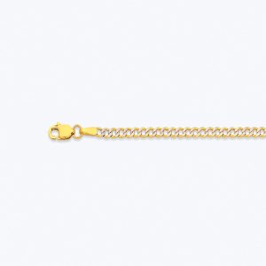 14K 2.5MM YELLOW GOLD HOLLOW PAVE CURB 16" CHAIN NECKLACE (AVAILABLE IN LENGTHS 7" - 30")