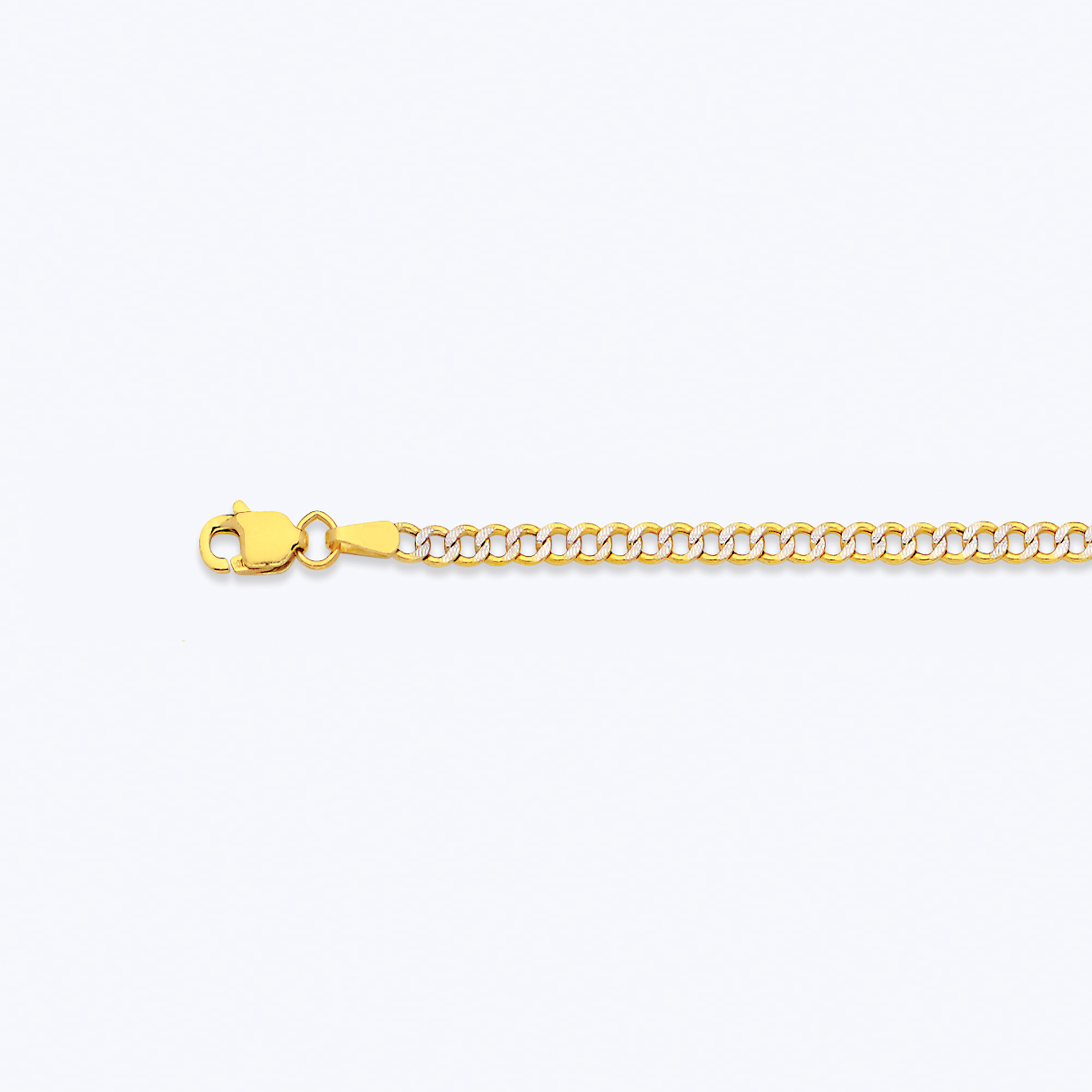 14K 2.5MM YELLOW GOLD HOLLOW PAVE CURB 28" CHAIN NECKLACE (AVAILABLE IN LENGTHS 7" - 30")