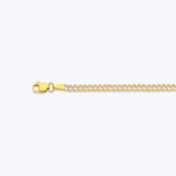 10K 2.5MM YELLOW GOLD HOLLOW PAVE CURB 28" CHAIN NECKLACE (AVAILABLE IN LENGTHS 7" - 30")