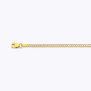 10K 2MM YELLOW GOLD HOLLOW PAVE CURB 24" CHAIN NECKLACE (AVAILABLE IN LENGTHS 7" - 30")