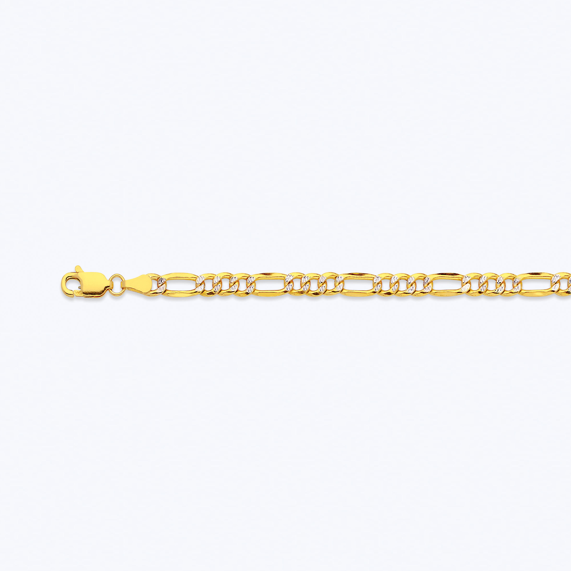 10K 4.5MM YELLOW GOLD HOLLOW PAVE FIGARO 26" CHAIN NECKLACE (AVAILABLE IN LENGTHS 7" - 30")