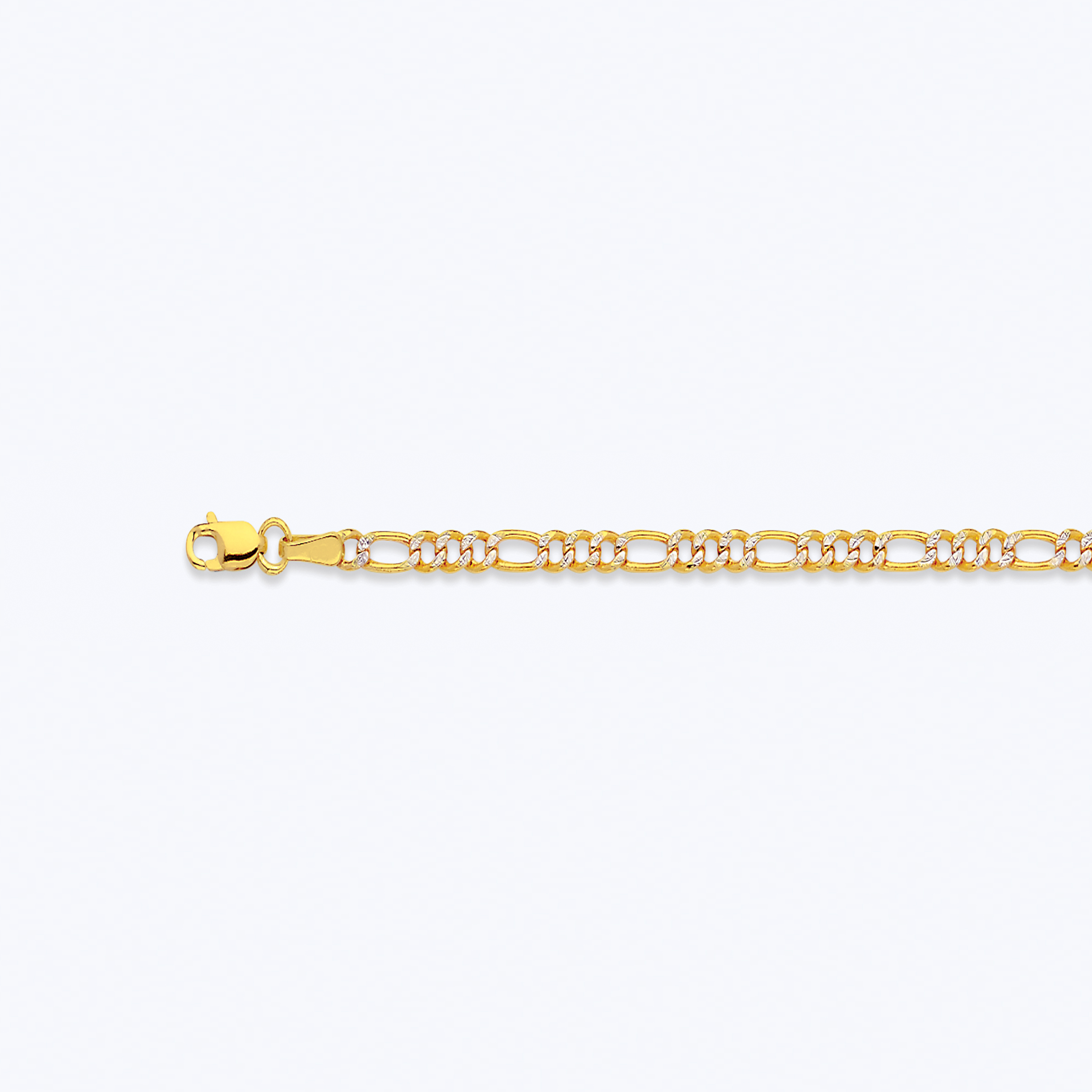 14K 2.5MM YELLOW GOLD HOLLOW PAVE FIGARO 28" CHAIN NECKLACE (AVAILABLE IN LENGTHS 7" - 30")