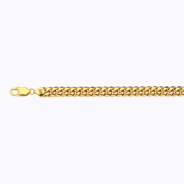 14K 7.5MM YELLOW GOLD HOLLOW MIAMI CUBAN 8" CHAIN BRACELET (AVAILABLE IN LENGTHS 7" - 30")