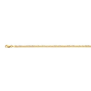 10K 2.5MM YELLOW GOLD SOLID PAVE CURB 8" CHAIN BRACELET (AVAILABLE IN LENGTHS 7" - 30")