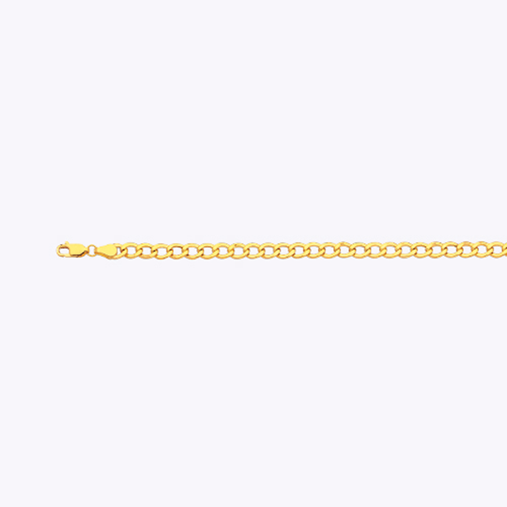 10K 5.5MM YELLOW GOLD HOLLOW CURB 8.5" CHAIN BRACELET (AVAILABLE IN LENGTHS 7" - 30")