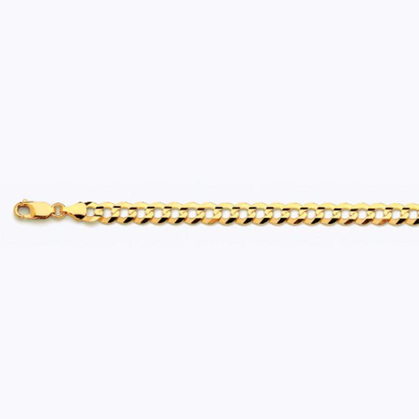 14K 7MM YELLOW GOLD SOLID CURB 16" CHAIN NECKLACE (AVAILABLE IN LENGTHS 7" - 30")