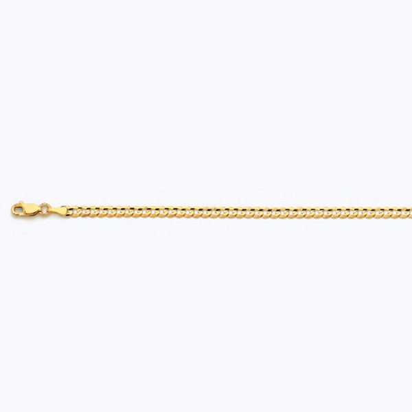 14K 3.5MM YELLOW GOLD SOLID CURB 7" CHAIN BRACELET (AVAILABLE IN LENGTHS 7" - 30")