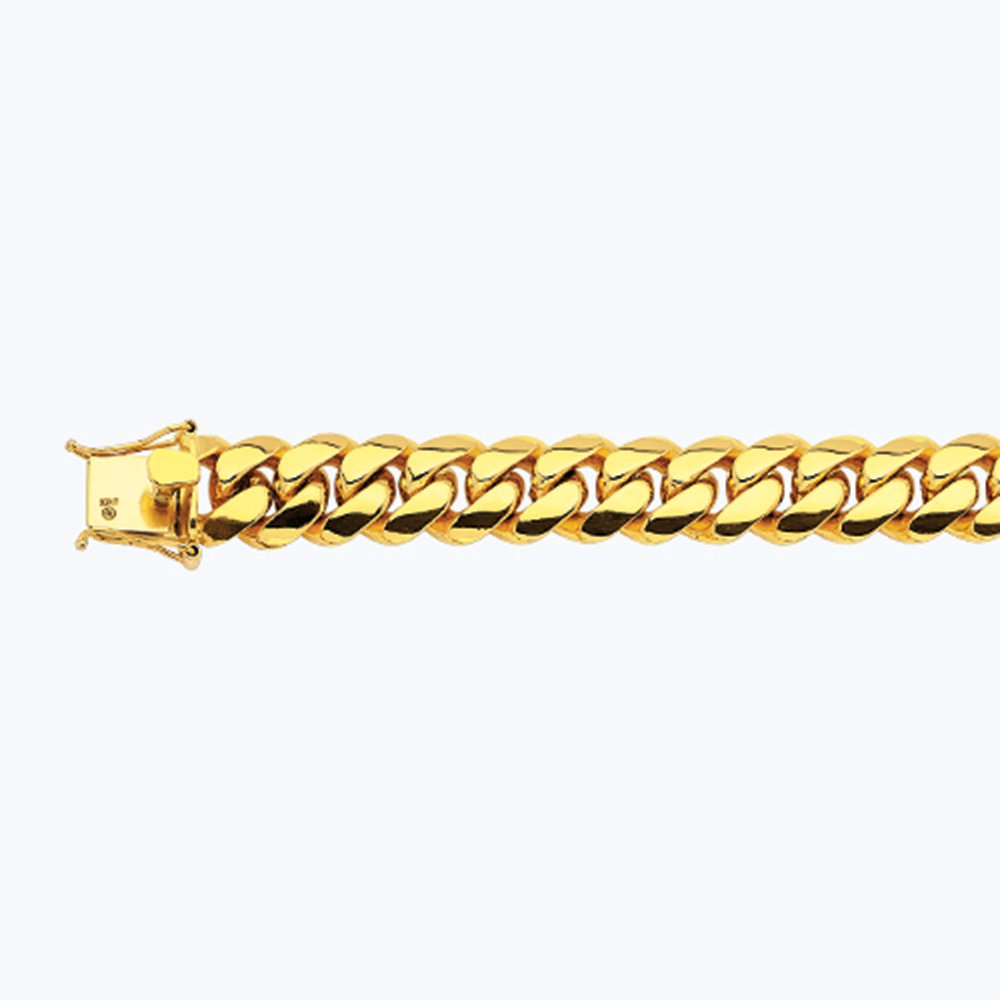 18K 15MM YELLOW GOLD SOLID MIAMI CUBAN 7" CHAIN BRACELET (AVAILABLE IN LENGTHS 7" - 30")