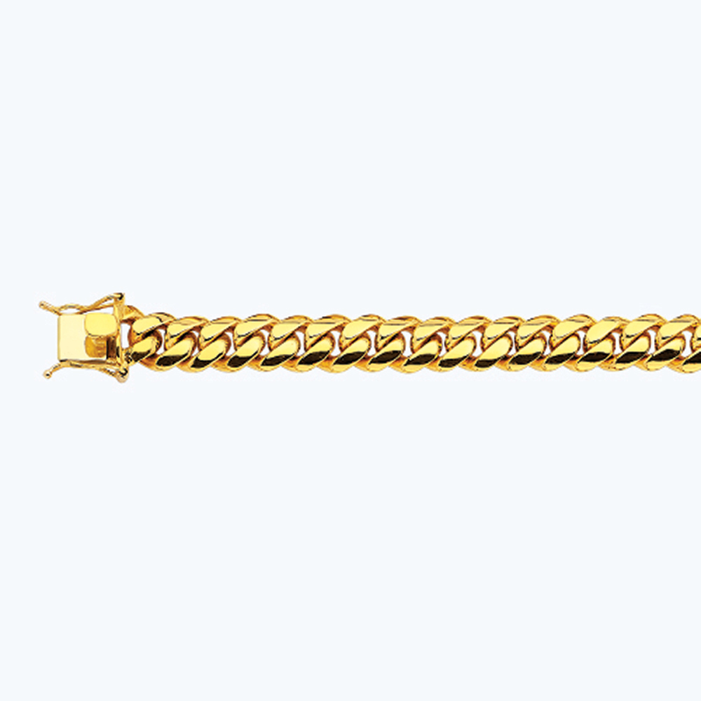 14K 12MM YELLOW GOLD SOLID MIAMI CUBAN 8" CHAIN BRACELET (AVAILABLE IN LENGTHS 7" - 30")