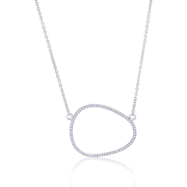 Sterling Silver, Irregular Shape Diamond Necklace - (72 Stones)