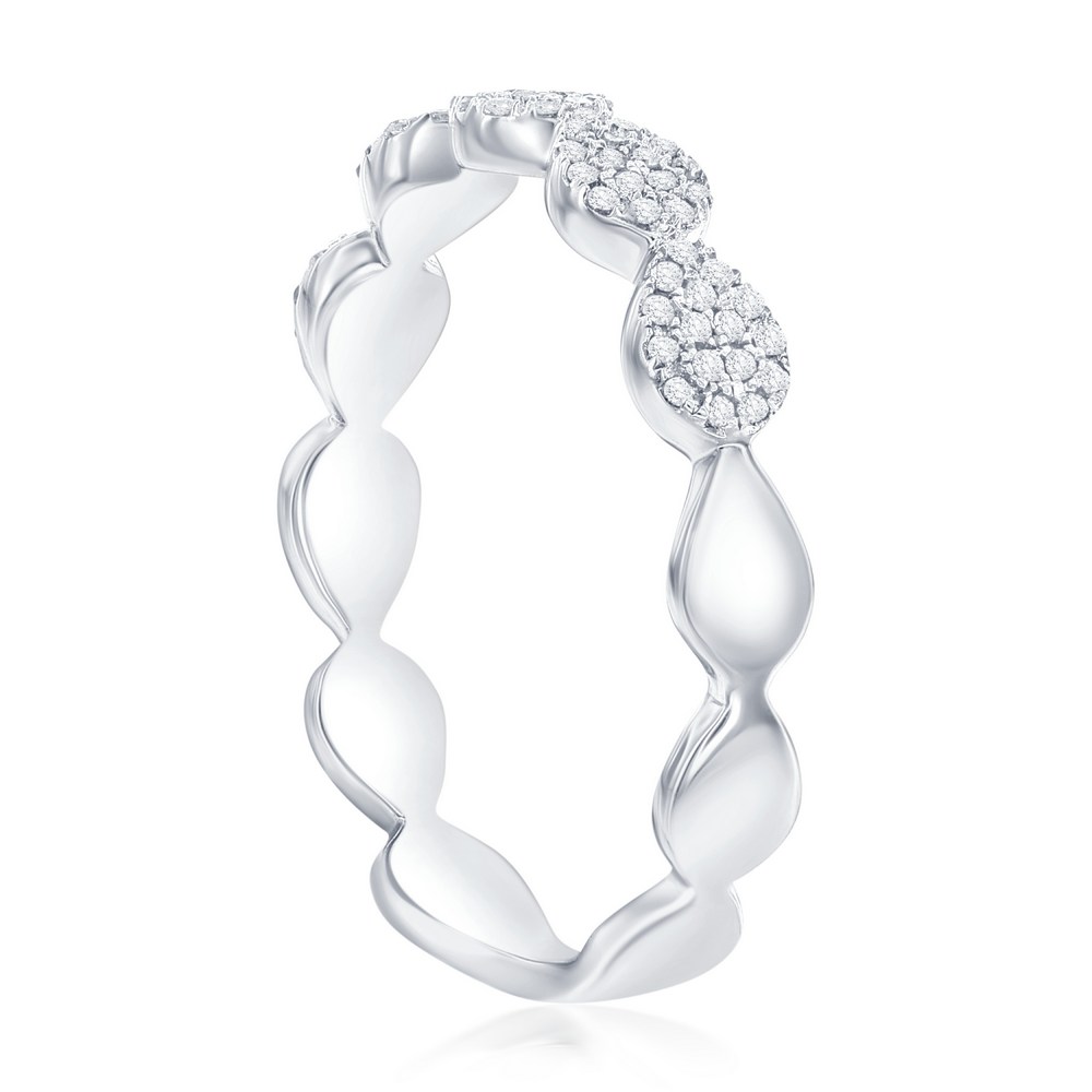 Sterling Silver Sideways Pearshaped Diamond Ring - (80 Stones)