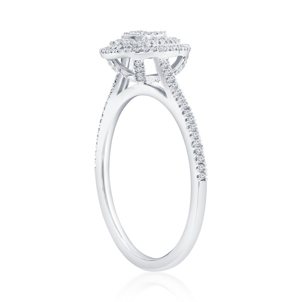 Sterling Silver Double Frame Pear-Shaped Diamond Ring - (111 Stones)