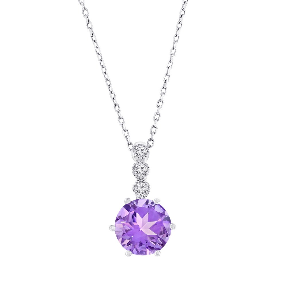 Sterling Silver, Amethyst & White Topaz Pendant