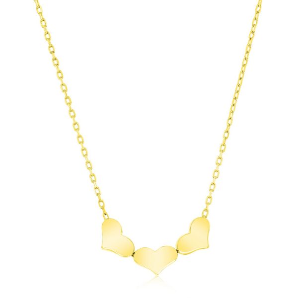 Sterling Silver Small Triple Heart Linked Necklace - Gold Plated