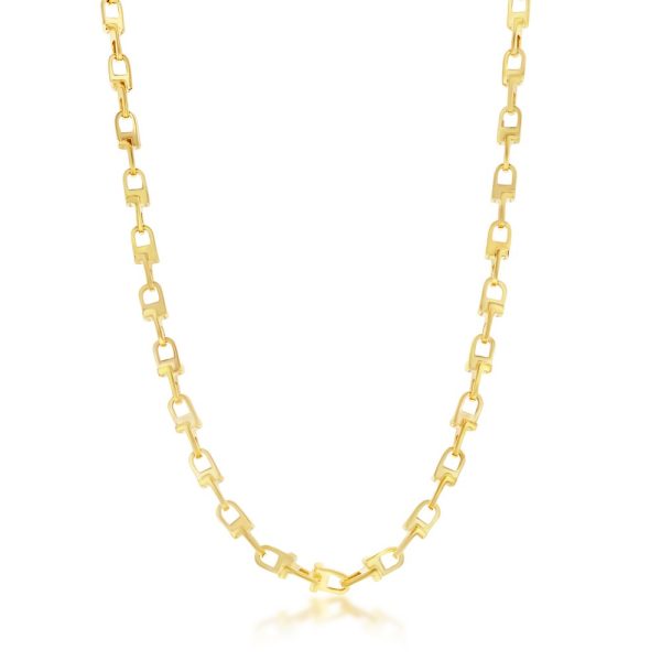 Sterling Silver U-Link Design Necklace - Gold Plated