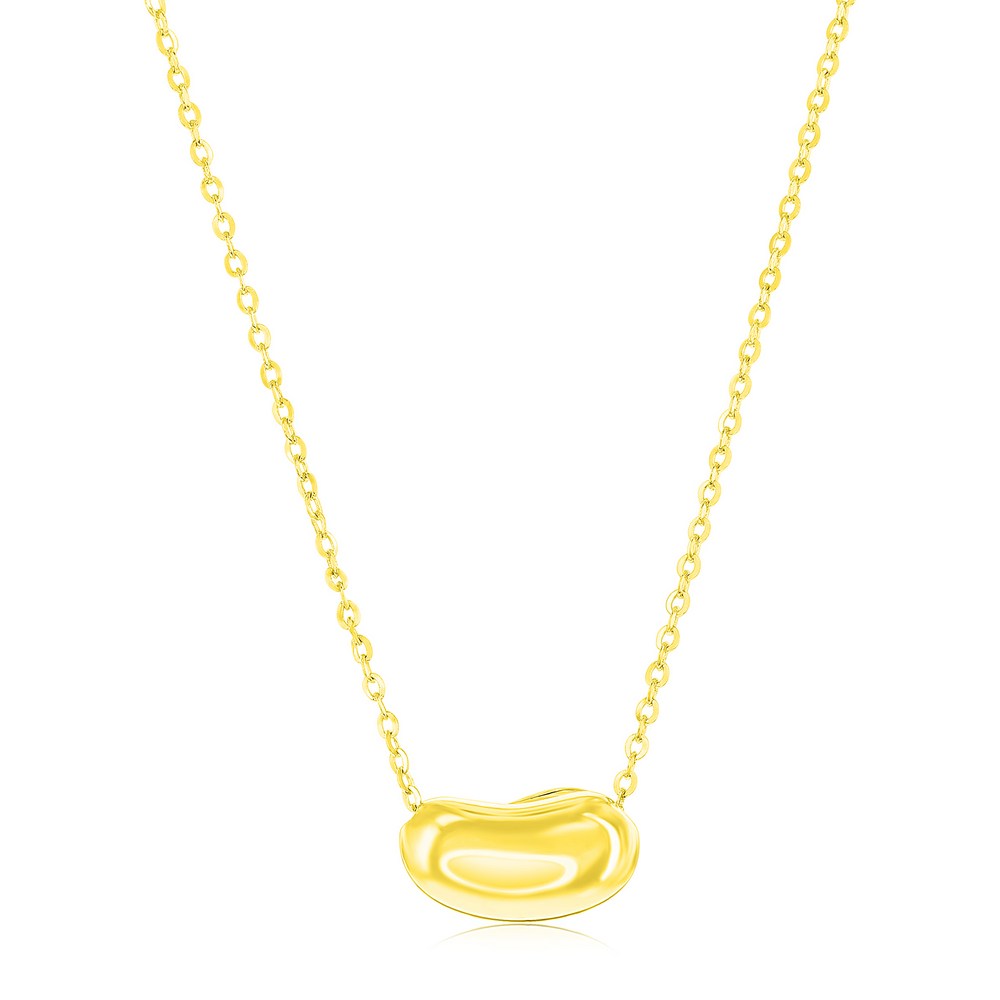 Sterling Silver Bean Shape Slide Necklace - Gold Plated