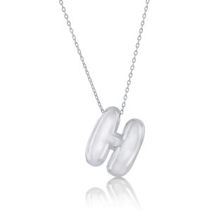 Sterling Silver, Bubble 'H' Initial Necklace