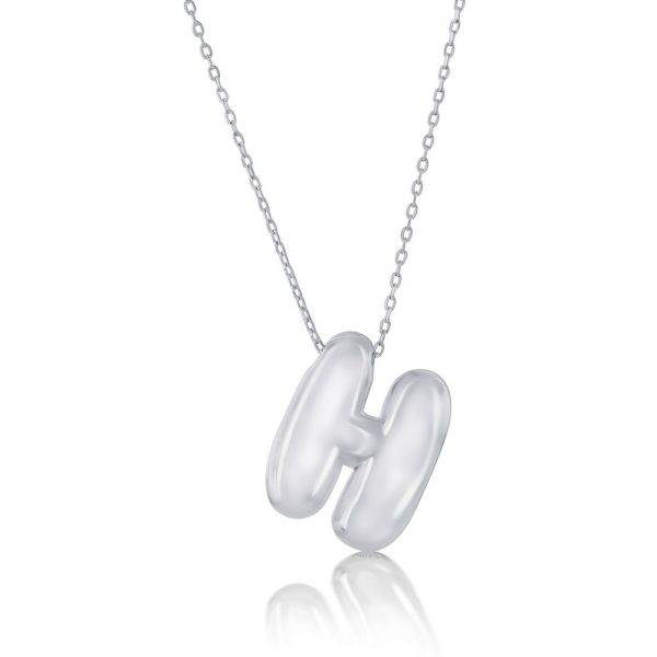 Sterling Silver, Bubble 'H' Initial Necklace