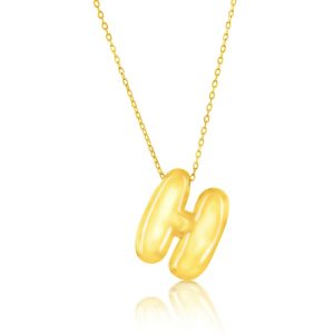Sterling Silver, Bubble 'H' Initial Necklace - Gold Plated