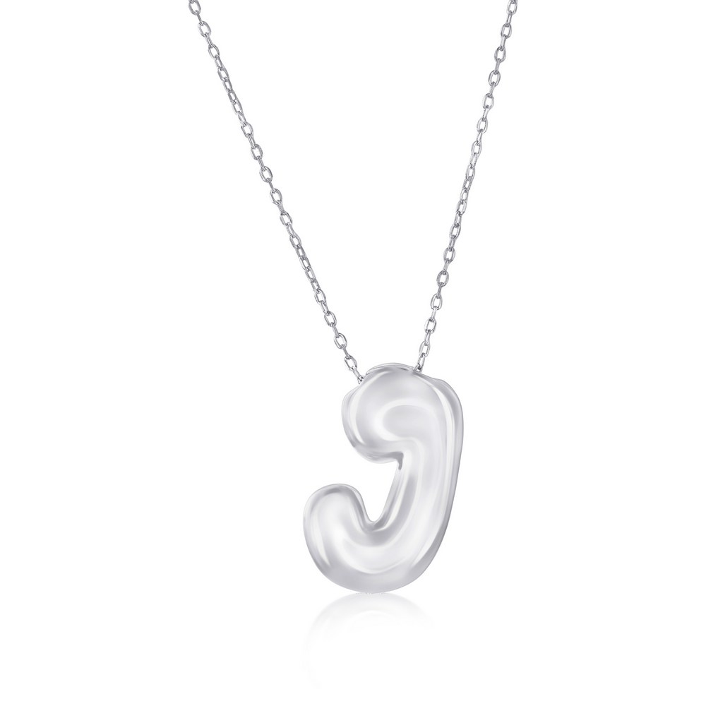 Sterling Silver, Bubble 'J' Initial Necklace