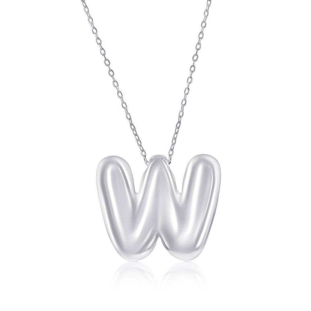 Sterling Silver, Bubble 'W' Initial Necklace