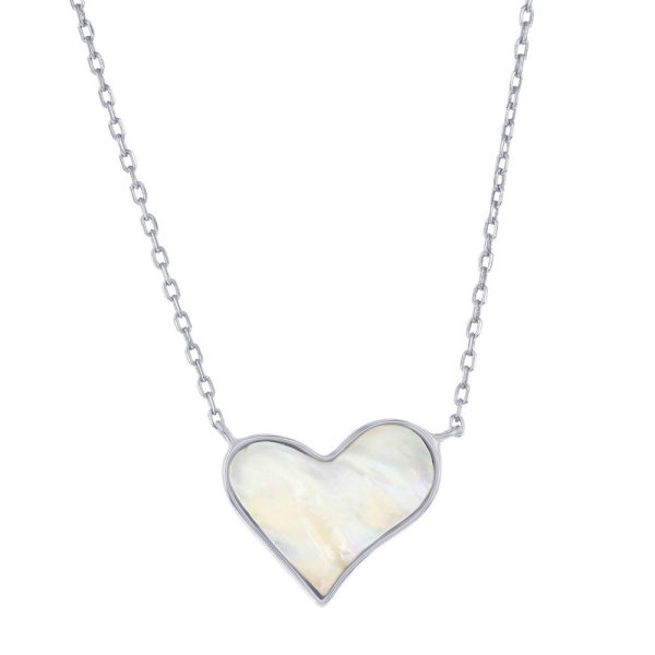 Sterling Silver, MOP Heart Necklace