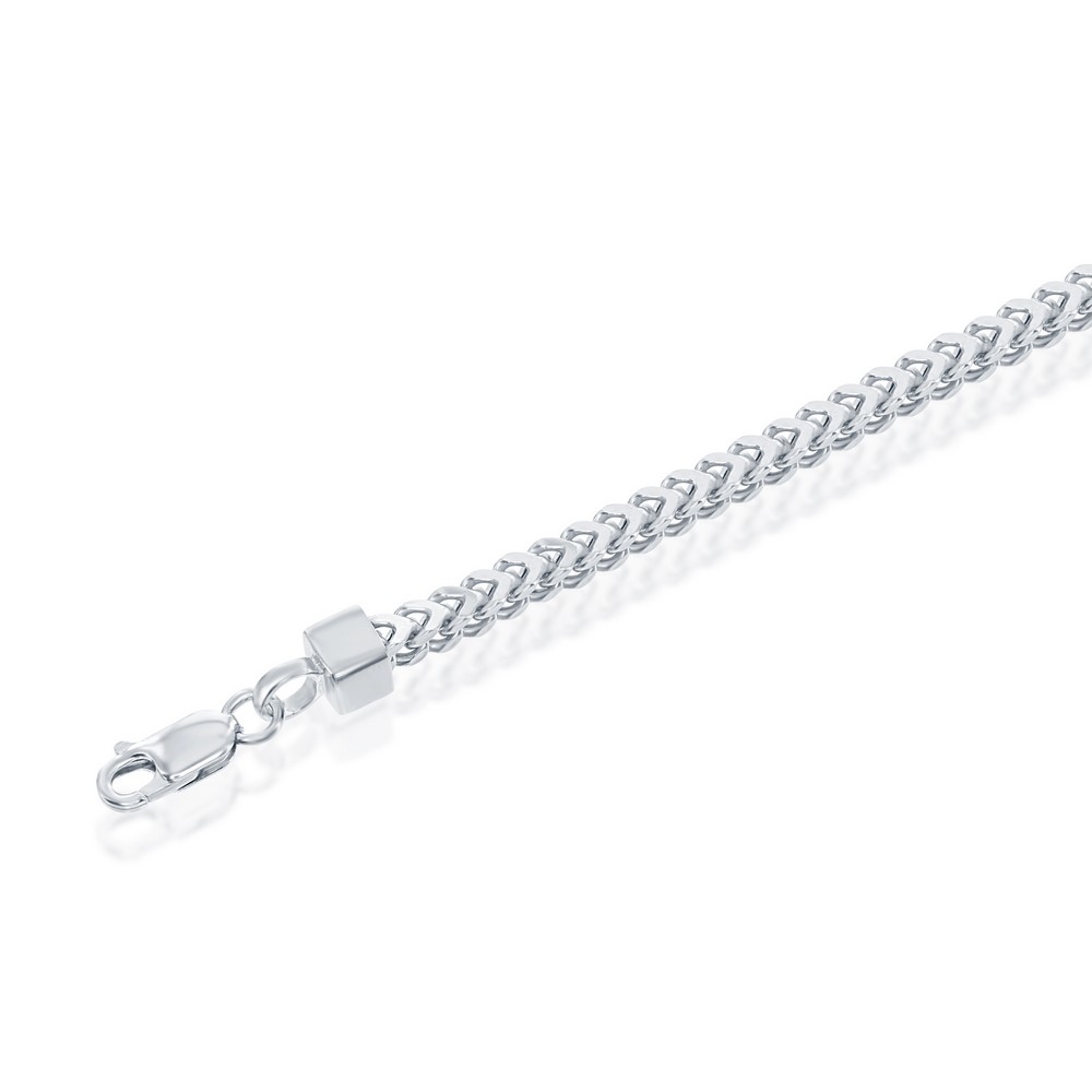 Sterling Silver 3mm Hollow Franco Chain - Rhodium Plated