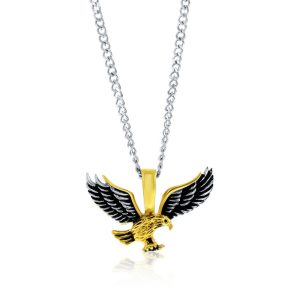 Stainless Steel, Two-Tone Eagle Necklace