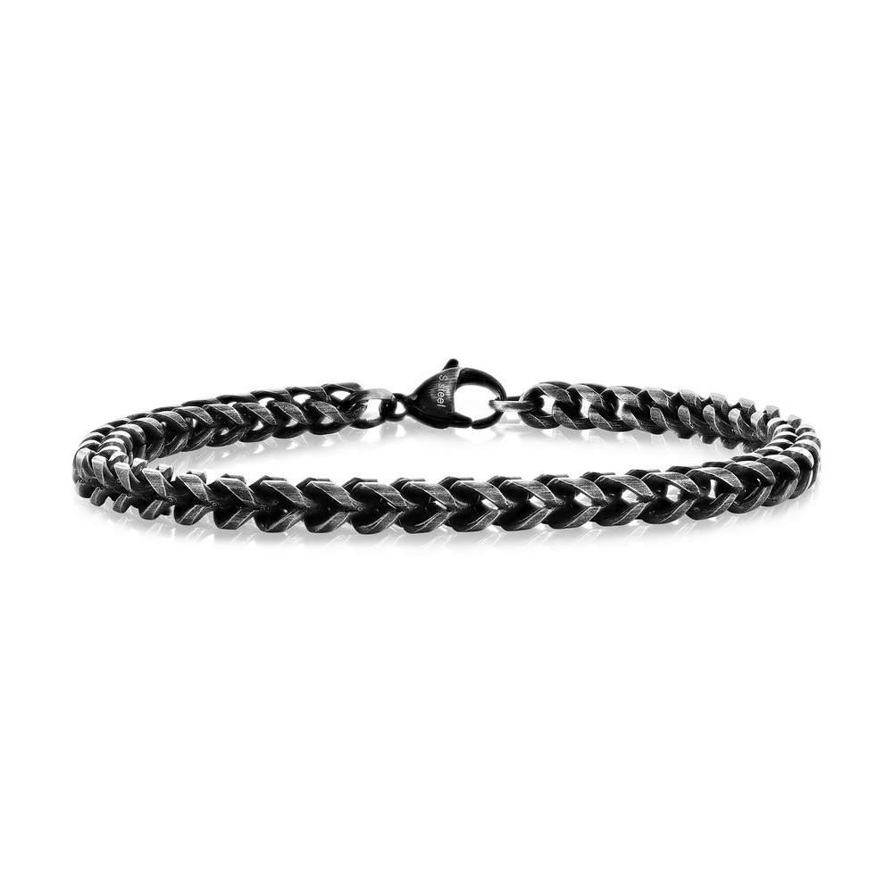Stainless Steel 5mm Franco Chain Bracelet - Oxidized