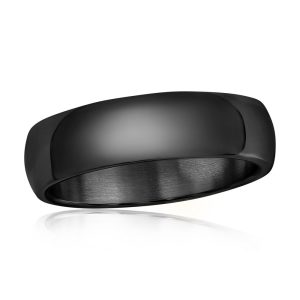 Stainless Steel 6mm Polished Ring - Black Plated