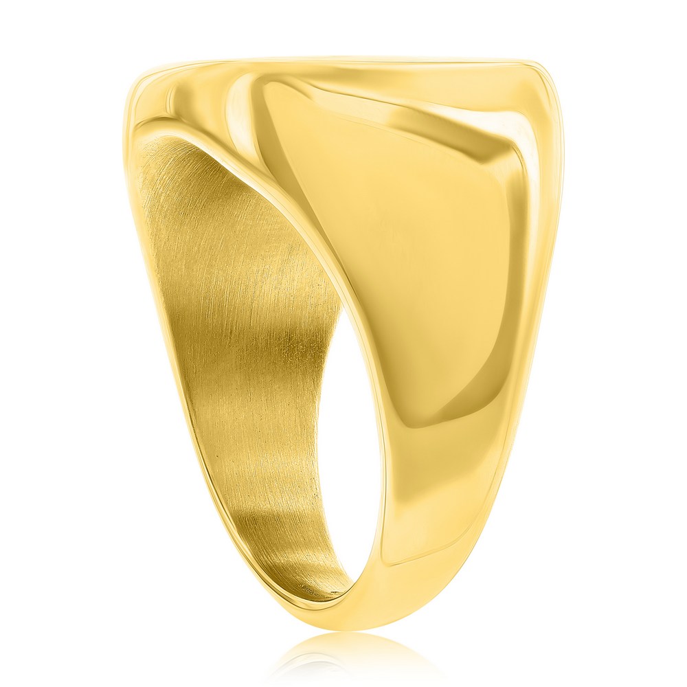 Stainless Steel Brushed Square Ring - Gold Plated