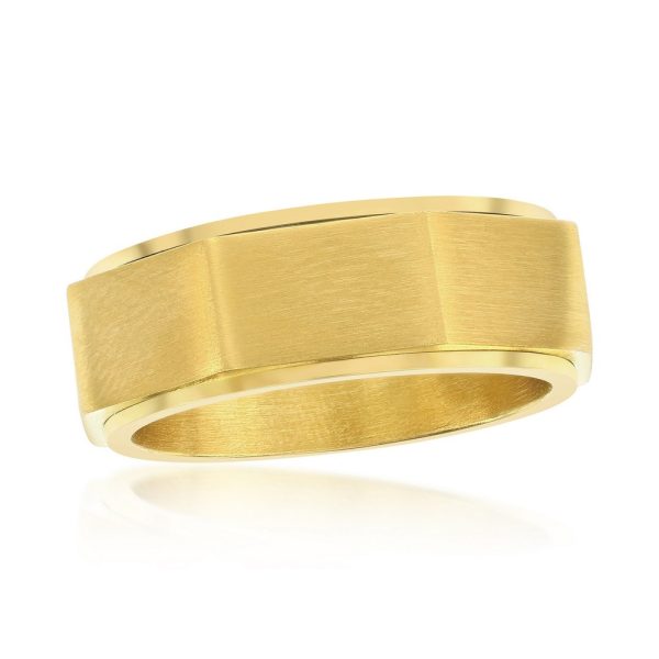 Stainless Steel Geometric Spinner Ring - Gold Plated