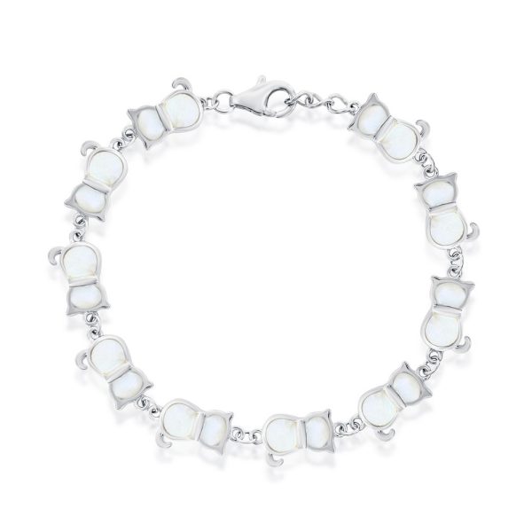 Sterling Silver "Cats" Bracelet - Mother of Pearl