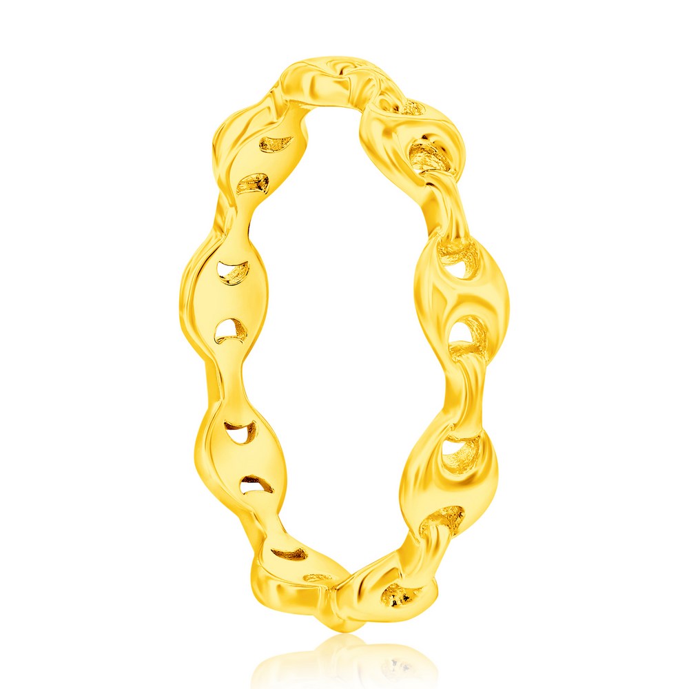 Sterling Silver, Linked Marina Band Ring - Gold Plated